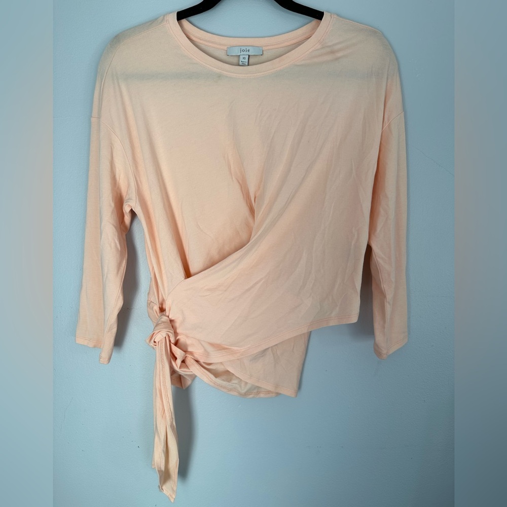 Joie Light Peach Tie-Front Blouse